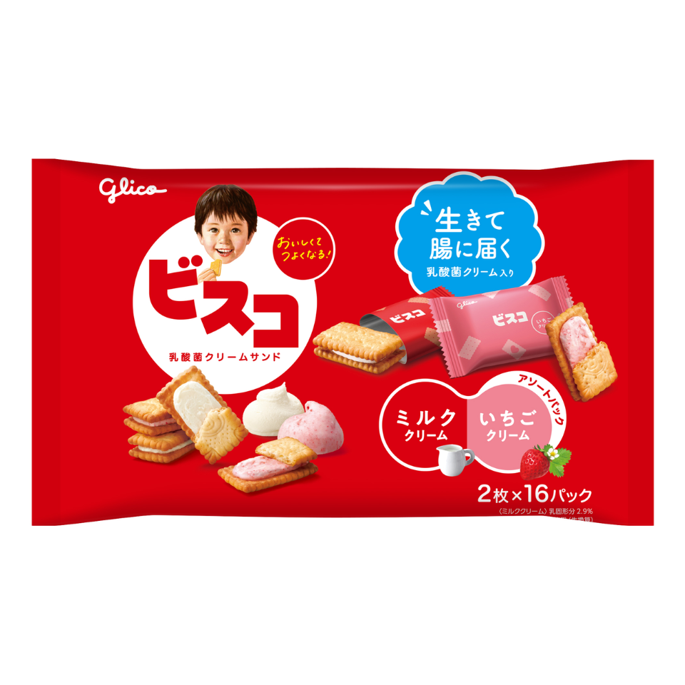 Bisco (biscuit filled with milk cream and strawberries) large bag