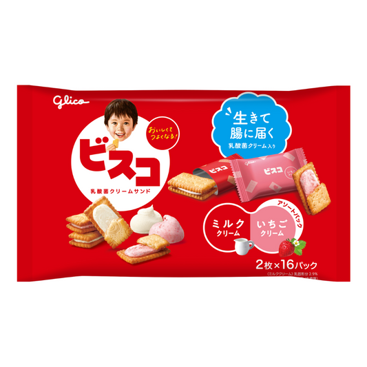Bisco (biscuit filled with milk cream and strawberries) large bag