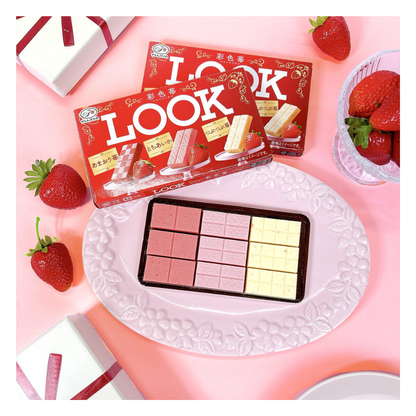 Look with three different strawberry chocolate flavors